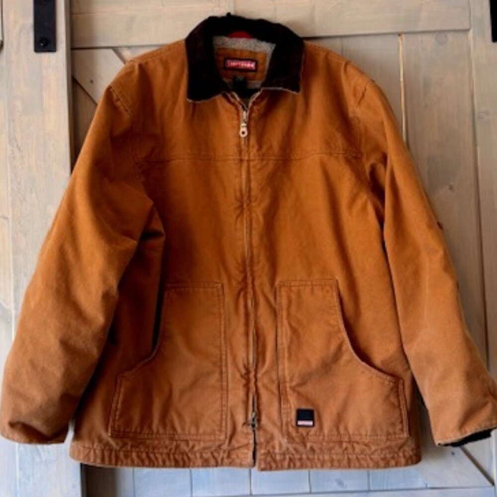 Craftsman Duck Canvas Chore  Work Jacket Mens Size XL Sherpa Lined Read Details
